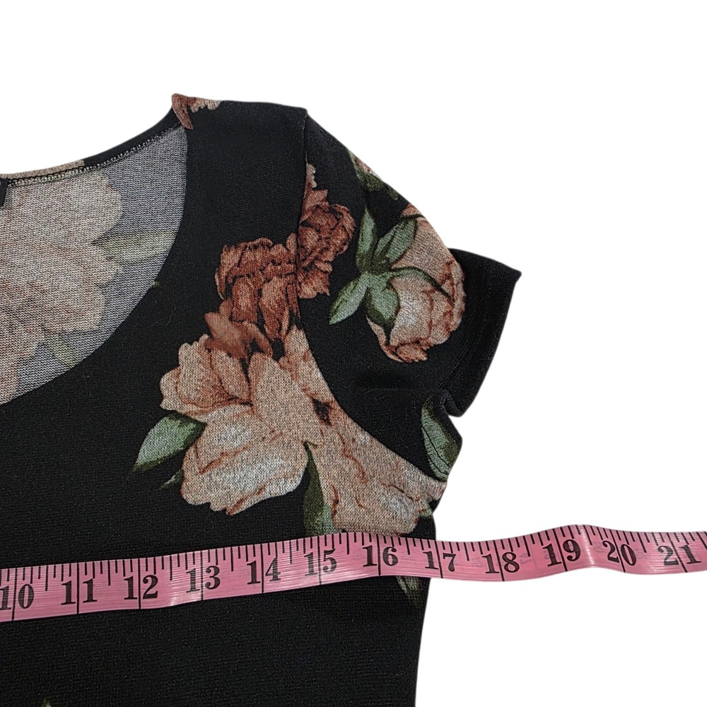 Vibe Sportswear Womens Maxi Dress Brown M Floral Stretch Round‎ Neck Side Slit - Picture 6 of 8